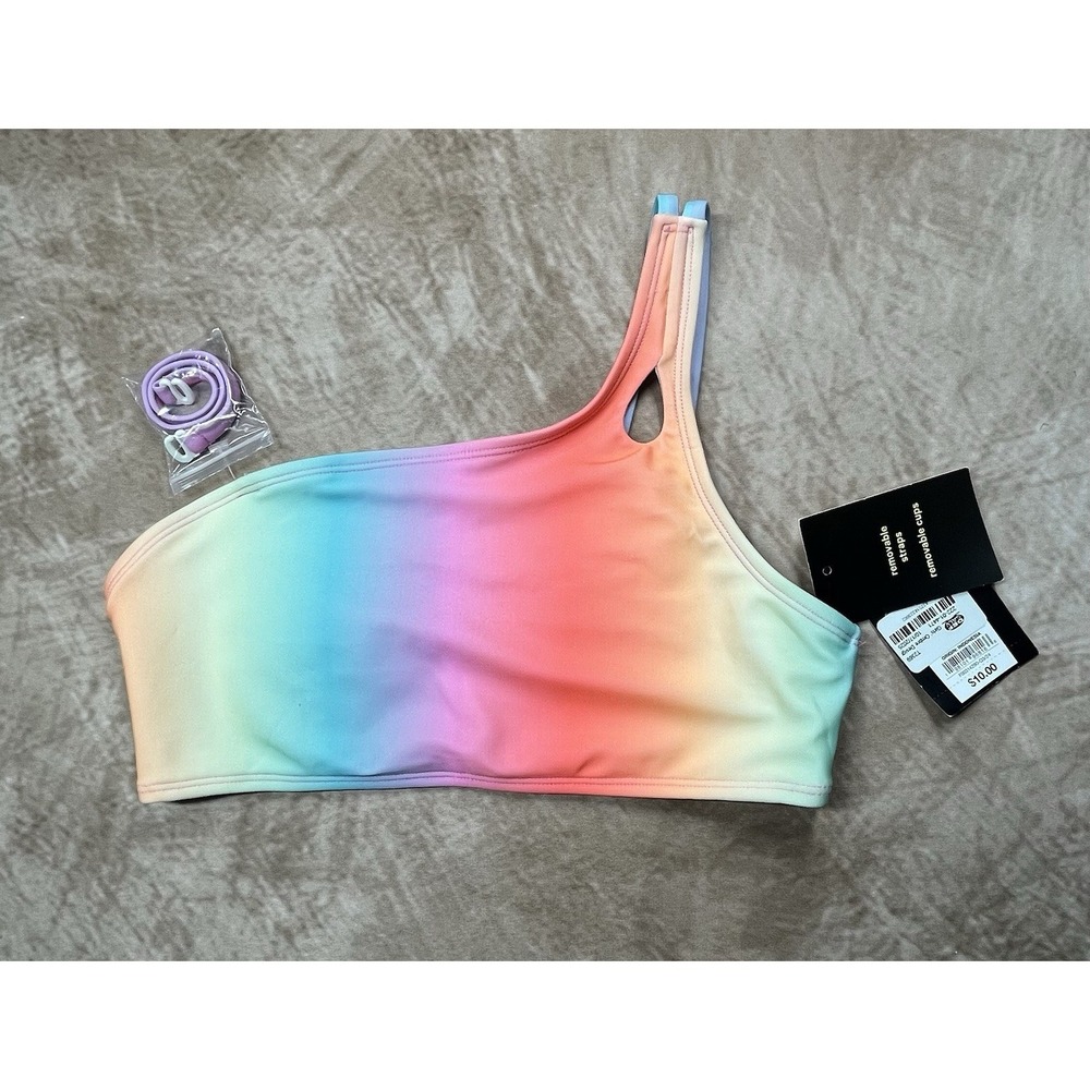 This Is A Women's Rainbow Colored Swim Top By Art Class Comes With Extra Strap